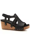 CORKYS FOOTWEAR CORK WEDGE SANDALS IN STARRY BLACK