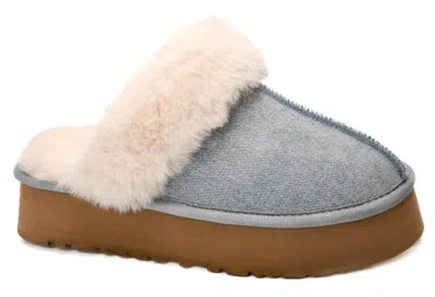 Corkys Footwear Cuddle Up Fur Slippers In Light Blue Denim In Multi