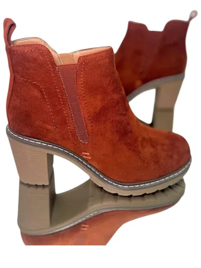 Corkys Footwear Faux Suede Bite Me Boots In Rust In Multi