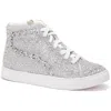 CORKYS FOOTWEAR FLASHY HIGH TOP SNEAKER IN WHITE WITH SILVER
