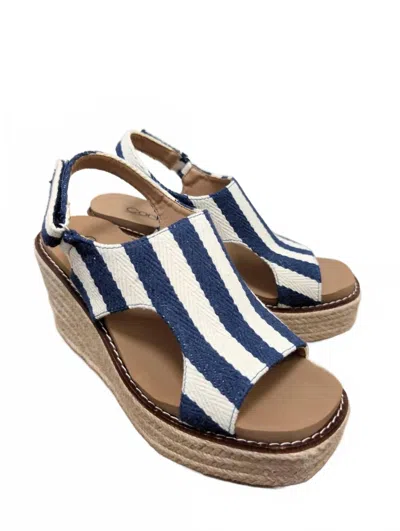 Corkys Footwear Freddie Wedge Navy Stripe