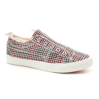 Corkys Footwear Multi Houndstooth Slip On Sneaker In White Black Red