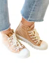 Corkys Footwear Run Me Down Velvet High Tops In Tan In Beige