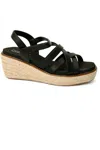 Corkys Footwear All Nighter Strappy Wedge Sandals In Black In Black