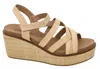 Corkys Footwear Women's All Nighter Strappy Sandal Wedge Shoe In Raffia In Gray