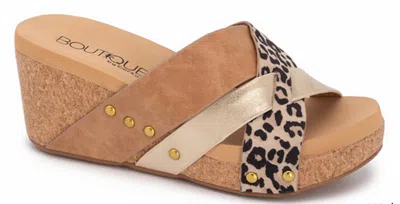 Corkys Footwear Women's Amuse Wedge Sandal In Leopard In Beige