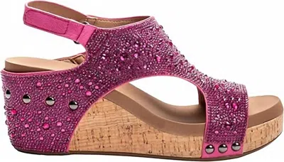 Corkys Footwear Women's Ashley Wedge Sandal In Fuchsia Rhinestone In Multi