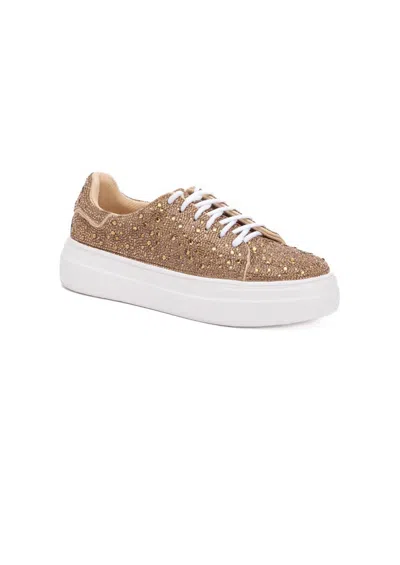 Corkys Footwear Women's Bedazzle Rhinestone Sneaker In Gold In Brown