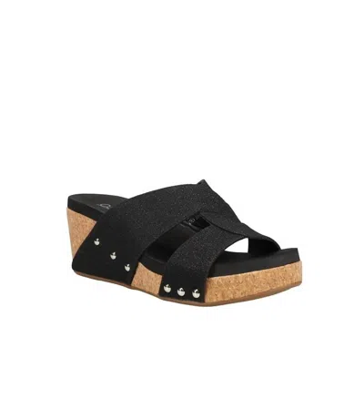 Corkys Footwear Women's Bonny Wedge Sandal In Black Metallic In Multi