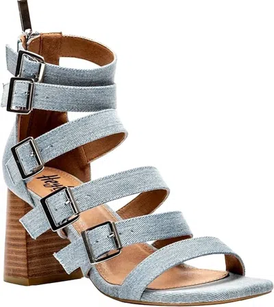 Corkys Footwear Women's Buckle Down Block Heeled Sandal In Denim In Multi