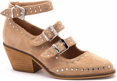 Corkys Footwear Women's Cackle Double Buckle Mid Heel Shoe In Sand