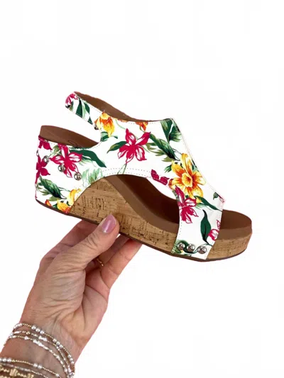 Corkys Footwear Women's Carley Floral Wedge Sandal In White