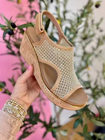 Corkys Footwear Women's Carley Mesh Wedge Sandal In Caramel