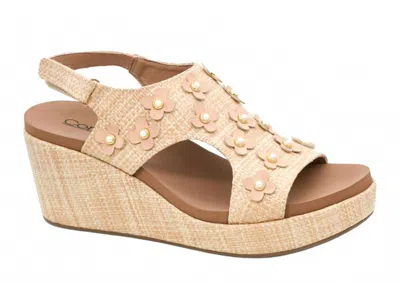 Corkys Footwear Women's Carley Raffia Flower Wedge Sandal In Beige