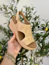 Corkys Footwear Women's Carley Raffia Flower Wedge Sandal In Natural