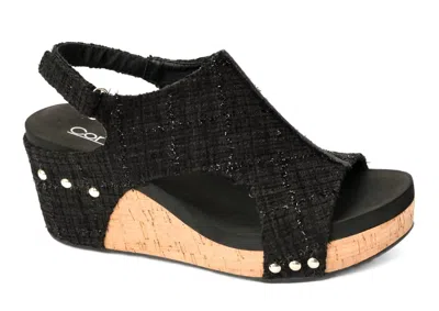 Corkys Footwear Women's Carley Sandals In Black Tweed In Multi