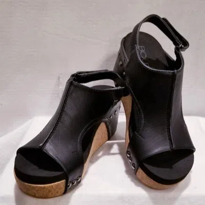 Corkys Footwear Women's Carley Smooth Wedge Sandal In Black