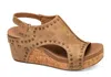 Corkys Footwear Women's Carley Wedge Sandal In Taupe Oil Stud In Blue