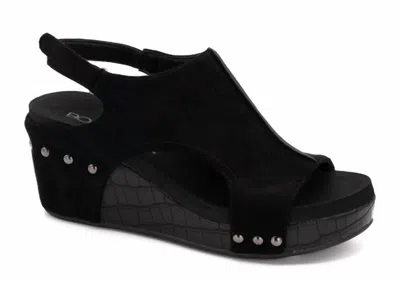 Corkys Footwear Women's Carley Suede Croc Wedge Sandal In Black