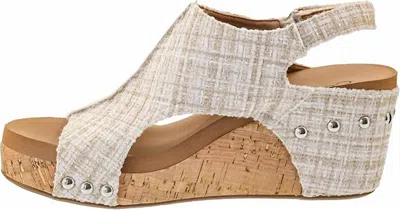 Corkys Footwear Women's Carley Wedge Heel Sandal In Sand Tweed In Multi