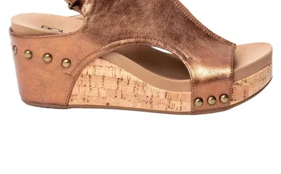 Corkys Footwear Women's Carley Wedge Sandal In Antique Bronze In Gray