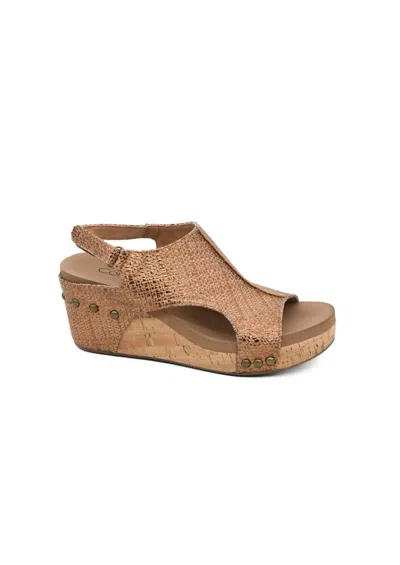 Corkys Footwear Women's Carley Wedge Sandal In Bronze Raffia In Multi