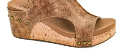 Corkys Footwear Women's Carley Wedge Sandal In Cognac Distressed In Brown