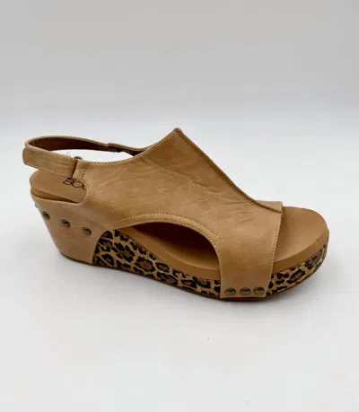 Corkys Footwear Women's Carley Wedge Sandal In Taupe Smooth Leopard In Multi