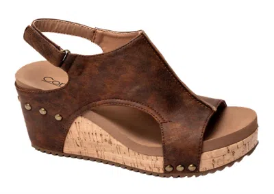 Corkys Footwear Women's Carley Wedge Sandal In Washed Cognac In Multi