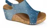 Corkys Footwear Women's Carley Wedge Sandals In Light Denim Rhinestone In Multi