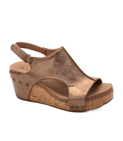 Corkys Footwear Women's Carley Wedge Sandals In Washed Bronze Metallic In Multi