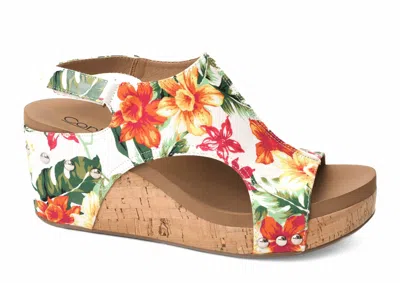 Corkys Footwear Women's Carley Wedges In White Floral In Multi