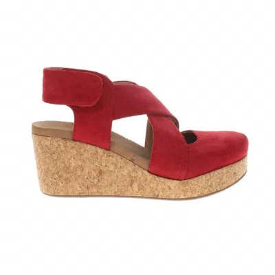 Corkys Footwear Women's Case Closed Toe Wedge Heel In Dark Red Faux