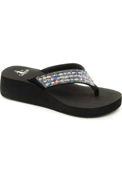 Corkys Footwear Women's Clara Jeweled Wedge Sandals In Black