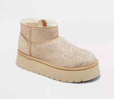 Corkys Footwear Women's Crystal Platform Slipper Boot In Beige In Sand