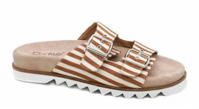 Corkys Footwear Women's Dash Slip-on Sandal In Cocoa Stripe In Multi