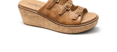 Corkys Footwear Women's Don't Mind Me Wedge Sandal In Cognac Crinkle In Brown
