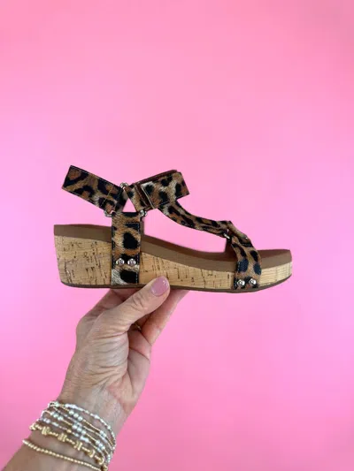 Corkys Footwear Women's Don't Tempt Me Wedge Sandal In Leopard