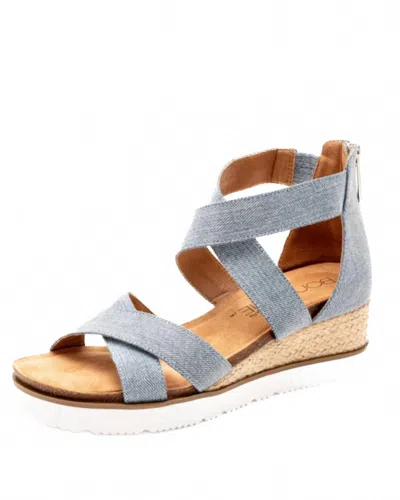 Corkys Footwear Women's Double Dutch Wedge Sandal In Denim In Blue