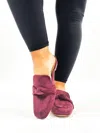 Corkys Footwear Women's Faux Suede Flats With Bow In Burgundy In White