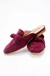 Corkys Footwear Women's Faux Suede Flats With Bow In Burgundy In White