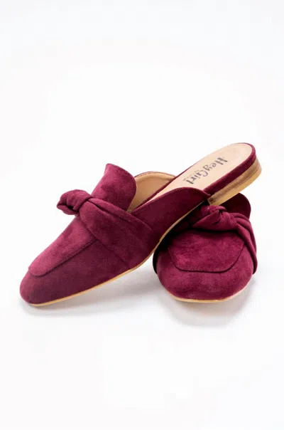Corkys Footwear Women's Faux Suede Flats With Bow In Burgundy In White