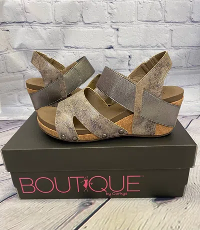 Corkys Footwear Women's Fig Wedge Sandal In Taupe In Grey