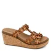 Corkys Footwear Women's Flower Trim Wedge Sandals In Cognac