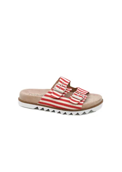 Corkys Footwear Women's Footwear Dash Sandal In Red Natural Stripe In Multi