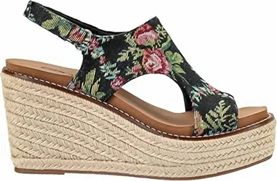 Corkys Footwear Women's Freddie Wedge Sandals In Black Brocade In Multi
