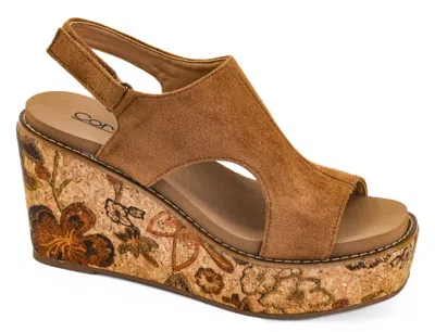 Corkys Footwear Women's Freddie Wedge Sandals In Brown Faux Suede