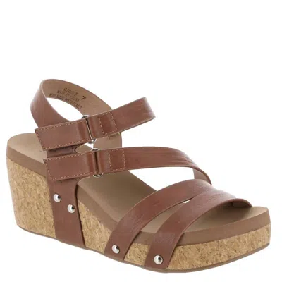 Corkys Footwear Women's Giggle Wedge Sandal In Bourbon In Brown
