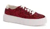 CORKYS FOOTWEAR WOMEN'S GLARING CHUNKY GLITTER SNEAKERS IN RED