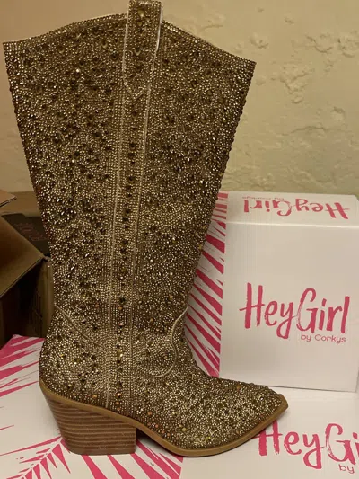 Corkys Footwear Women's Glitzy Calf Boots In Gold Rhinestone In Multi